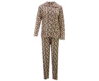 FIL Women's Pyjama Plush Loungewear Fleece Soft Pajamas Set - Leopard Print Pink (Button up)