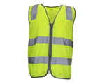 FIL Hi Vis Safety Vest Reflective Tape Zip Up Workwear Pocket Night High Visibility - Yellow
