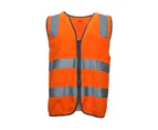FIL Hi Vis Safety Vest Reflective Tape Zip Up Workwear Pocket Night High Visibility - Orange