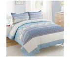 100% Cotton Lightly Quilted Coverlet Set Clara Blue Queen