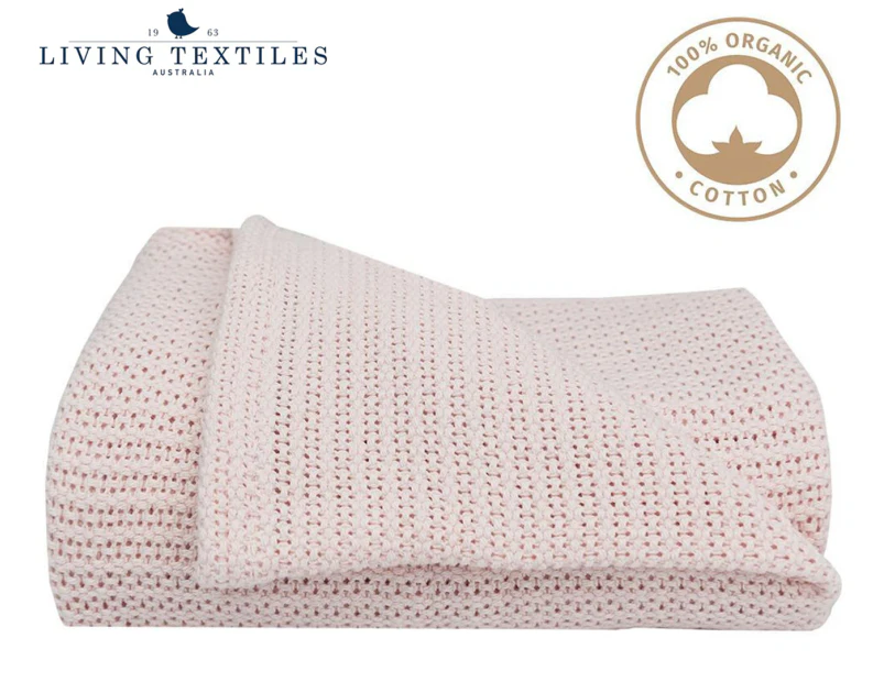 Living Textiles 110x120cm Organic Cot Cellular Blanket - Rose Quartz
