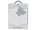 Living Textiles 75x75cm Baby Hooded Towel - Pitter Patter Elephant
