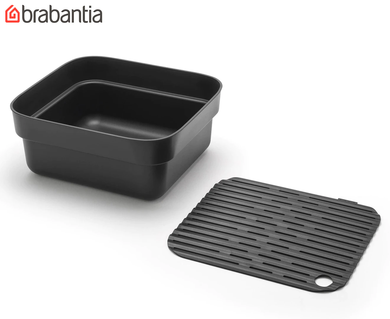 Brabantia Washing Up Bowl & Drying Mat - Dark Grey