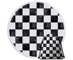 Dirty Black and White Checkers Round Beach Towel