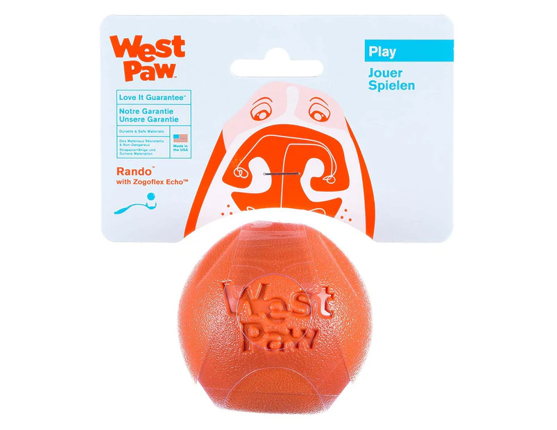 West Paw Rando Bouncing Floating Ball Dog Toy - Orange Melon