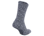 FLOSO Mens Warm Slipper Socks With Rubber Non Slip Grip (Navy) - MB134