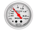 Auto Meter Ultra-Lite Series Boost/Vacuum Gauge 2-1/16" Mechanical 2.0 Bar