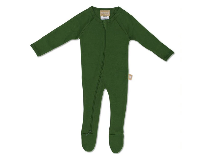 Babyushka Organic Basics L/S ZipJump suit Green