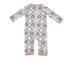 Babyushka Organic Geometric Long Sleeve Kimono Romper Mauve