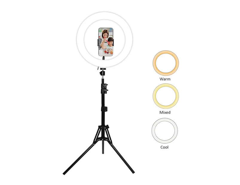 Dimmable 13W LED Ring Light Tripod Stand f/Photography Makeup Lighting Recording
