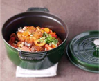 Staub 28cm Enamelled Cast Iron Round Cocotte - Basil Green