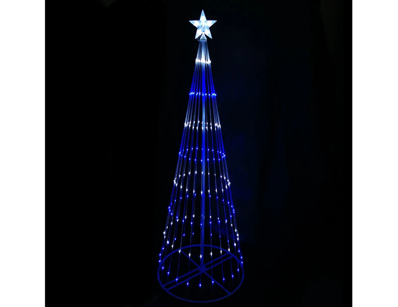 Christmas Decoration Blue White LED Cone Tree Digitally Animated 24 Functions