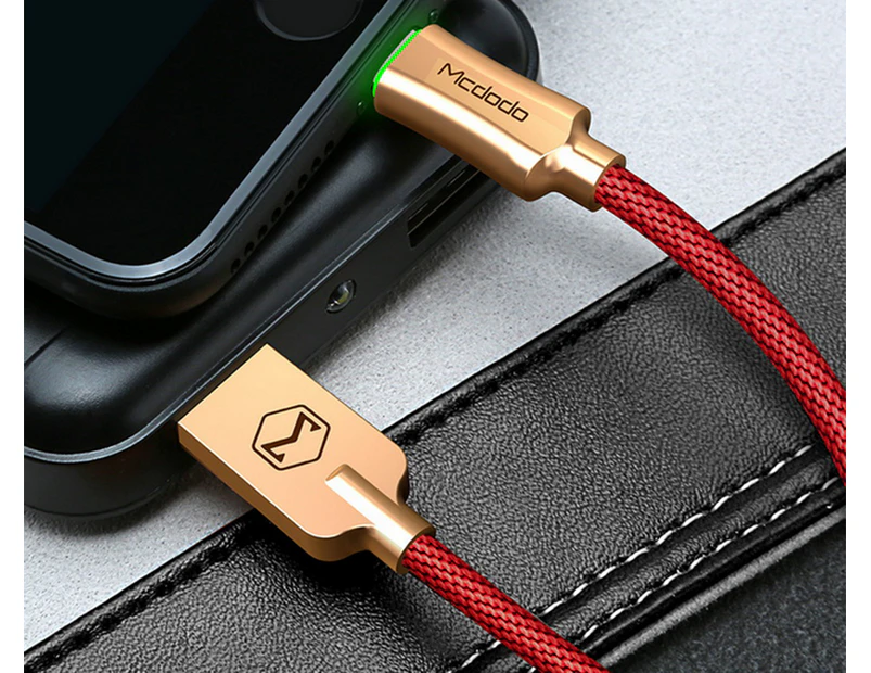 MCDODO 2.4A LED USB Cable Auto Disconnect Fast Charging cable For iPhone-Red