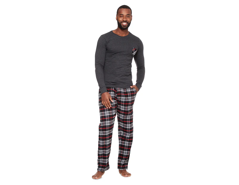Upbeat Men's Flannel PJ / Loungewear / Sleep Set - Black/Grey/Red