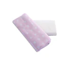 Bubba Blue Everyday Essentials 2 pack Jersey Wraps - White, Pink Stars - Pink