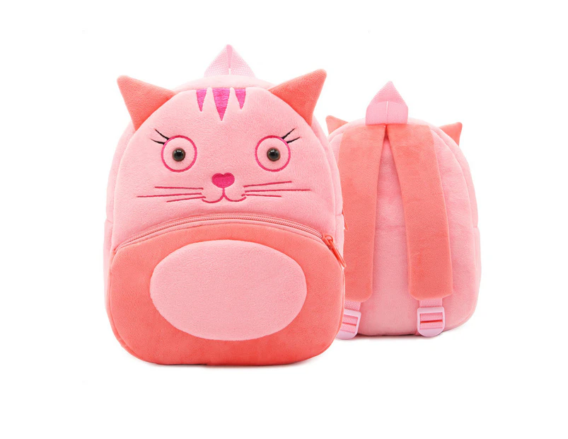 ACELURE Cartoon Cat Kids Plush Kindergarten Schoolbag - Pink