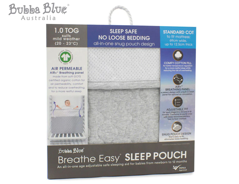 Bubba Blue Breathe Easy 1.0 Tog Sleep Pouch For Standard Cot