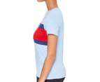 Tommy Hilfiger Women's Flag Colourblock Short Sleeve Tee / T-Shirt / Tshirt - Arctic Blue