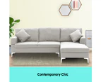 Sarantino Linen Corner Sofa Couch Lounge L-shape w/ Left Chaise L.Grey