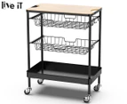 Live It Trolley w/ Timber Bench Top - Black