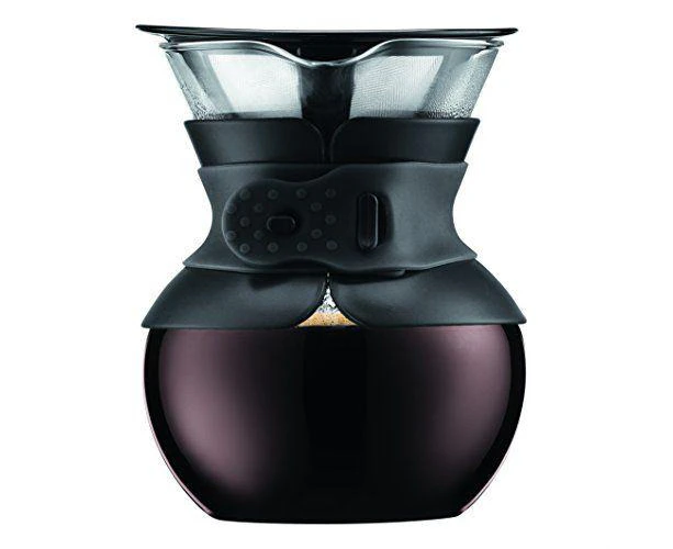 Bodum 11592-01S Pour Over Coffee Maker with Filter, Borosilicate Glass - 0.5 L, Black