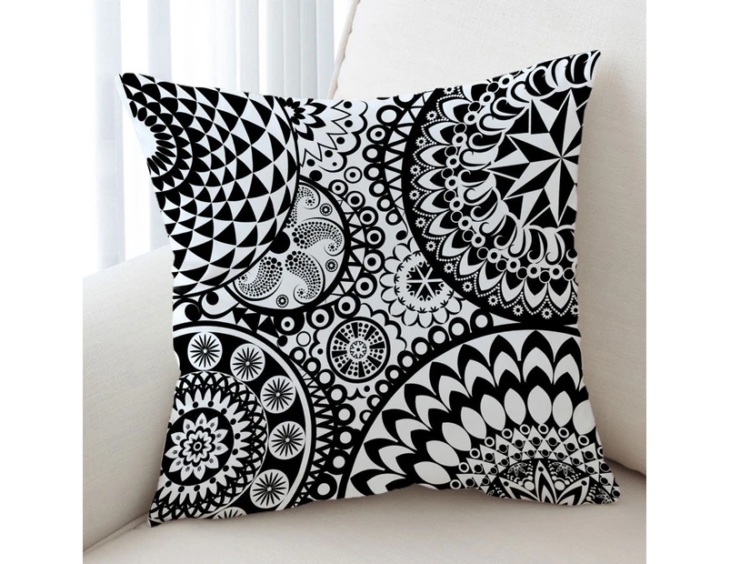 Black and White Mandalas Pile Cushion