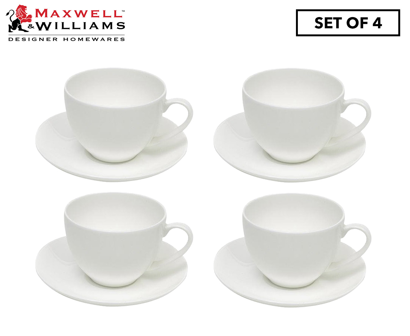 Set of 4 Maxwell & Williams Cashmere Round Demi Cup & Saucer Set ...