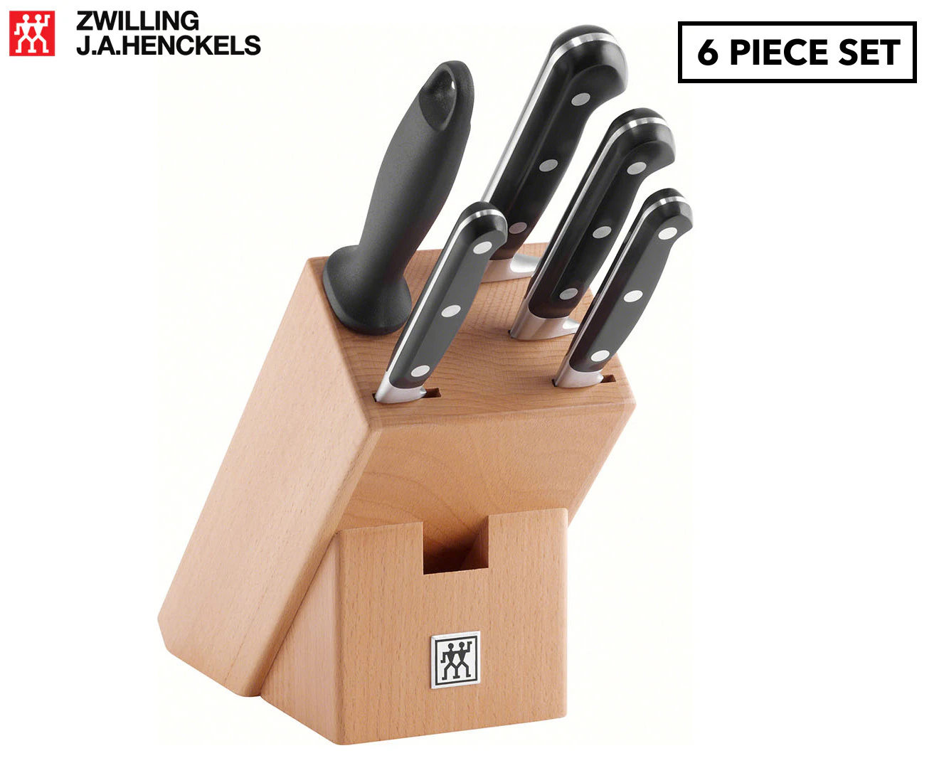 6pc Zwilling Professional S Paring/Serrated/Utility/Chef's Knife Block Set Black