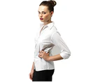 Premier 3/4 Sleeve Poplin Blouse / Plain Work Shirt (White) - RW1093