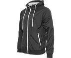 Build Your Brand Mens Zip Up Wind Runner Jacket (Black/White) - RW5676