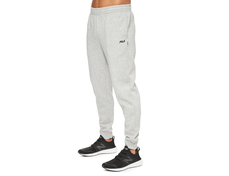 Fila Men's Classic Embroidered Trackpants / Tracksuit Pants - Heather Grey/Black