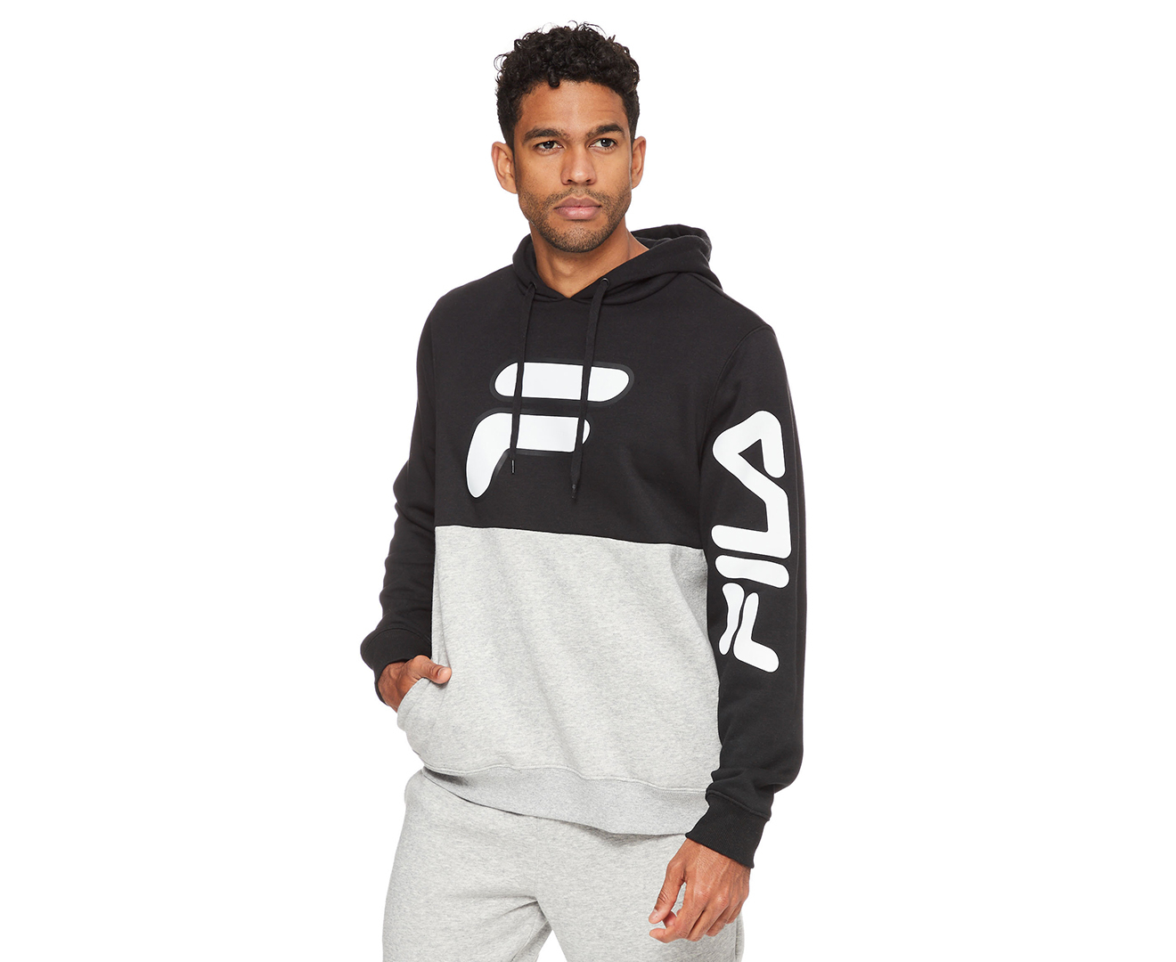 Fila Men's Hooray Hoodie - Black/Heather Grey | Catch.co.nz