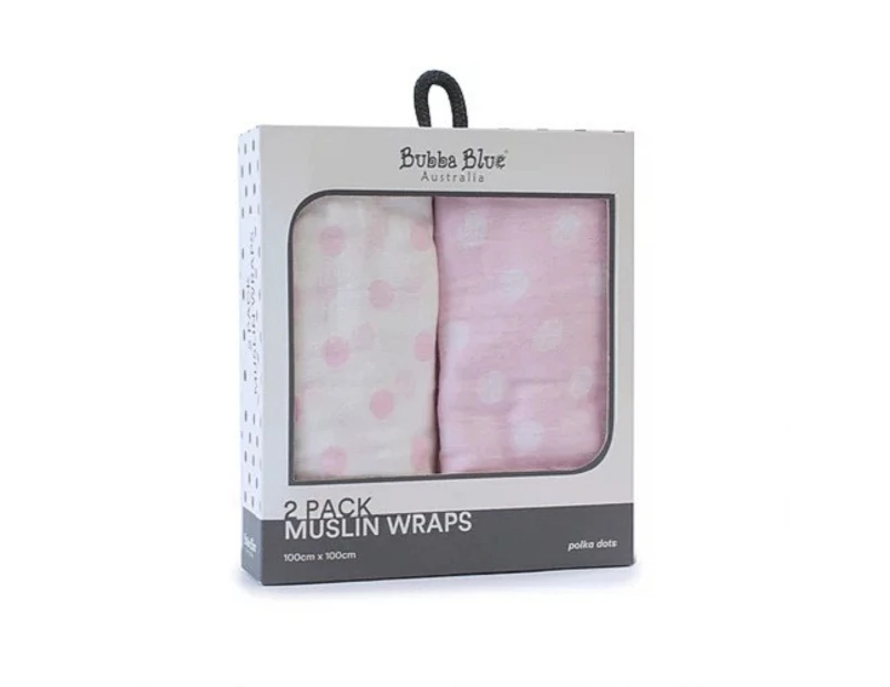 Bubba Blue Polka Dots 2pk Muslin Wraps Pink