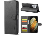 For Samsung Galaxy S21 Ultra 5G Premium Leather Wallet Flip Case Cover - Classic Black