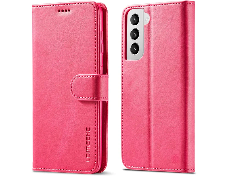 For Samsung Galaxy S21+ 5G / S21 Plus 5G Premium Leather Wallet Flip Case Cover - Classic Hot Pink