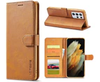 For Samsung Galaxy S21 Ultra 5G Premium Leather Wallet Flip Case Cover - Classic Brown