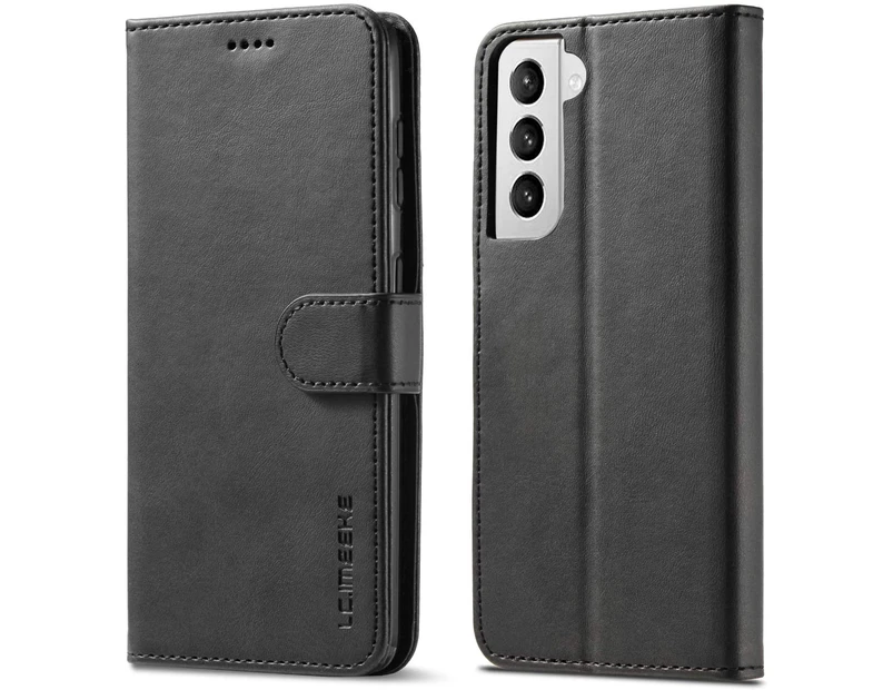 For Samsung Galaxy S21+ 5G / S21 Plus 5G Premium Leather Wallet Flip Case Cover - Classic Black