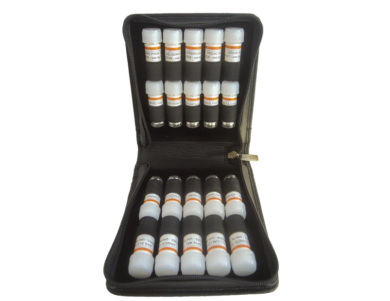 Homeopathic First Aid Travel Kit in Leather Case