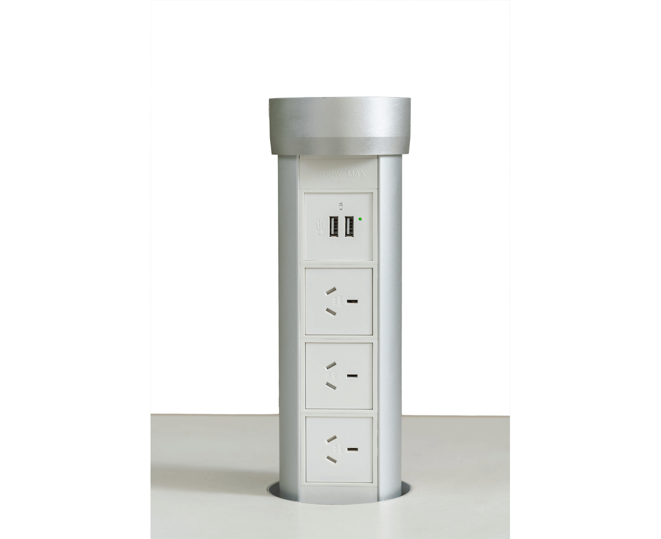 Point Pod Power Points Touch Activated & Motorised Pop Up Installs Flush With Bench Top - Multi Silver