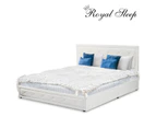 Royal Sleep King Leather Bed Frame Mattress Base Wooden White Bellezza USB   - White