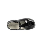 Boulevard Girls Touch Fastening T Bar Shoes (Black Patent) - DF190
