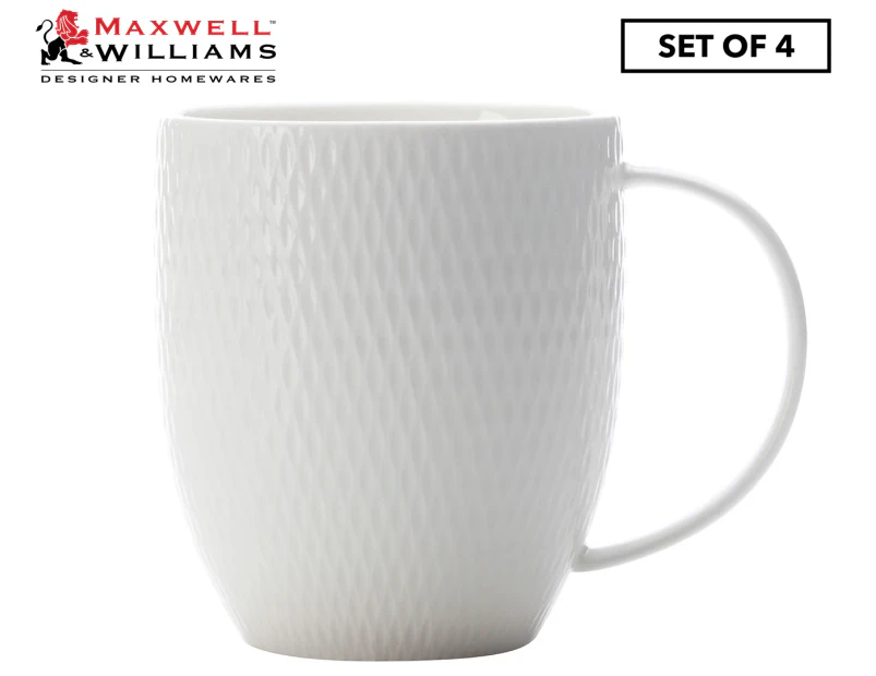 Maxwell & Williams 370mL White Basics Coupe Mug 4-Piece Set - White