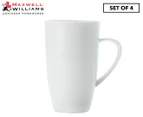 Maxwell & Williams 600mL White Basics Tall Coupe Mug 4-Piece Set - White