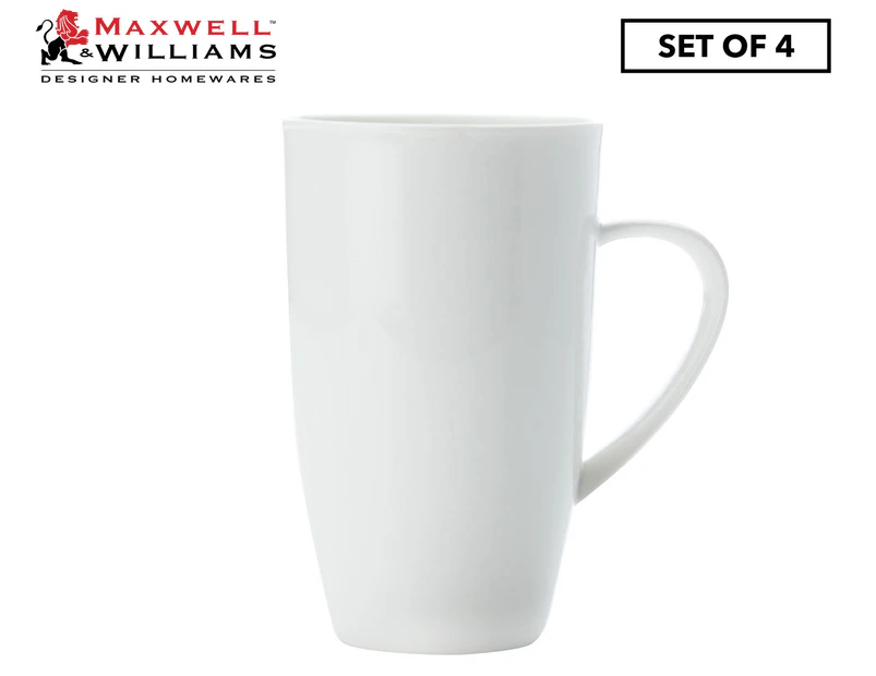 Maxwell & Williams 600mL White Basics Tall Coupe Mug 4-Piece Set - White