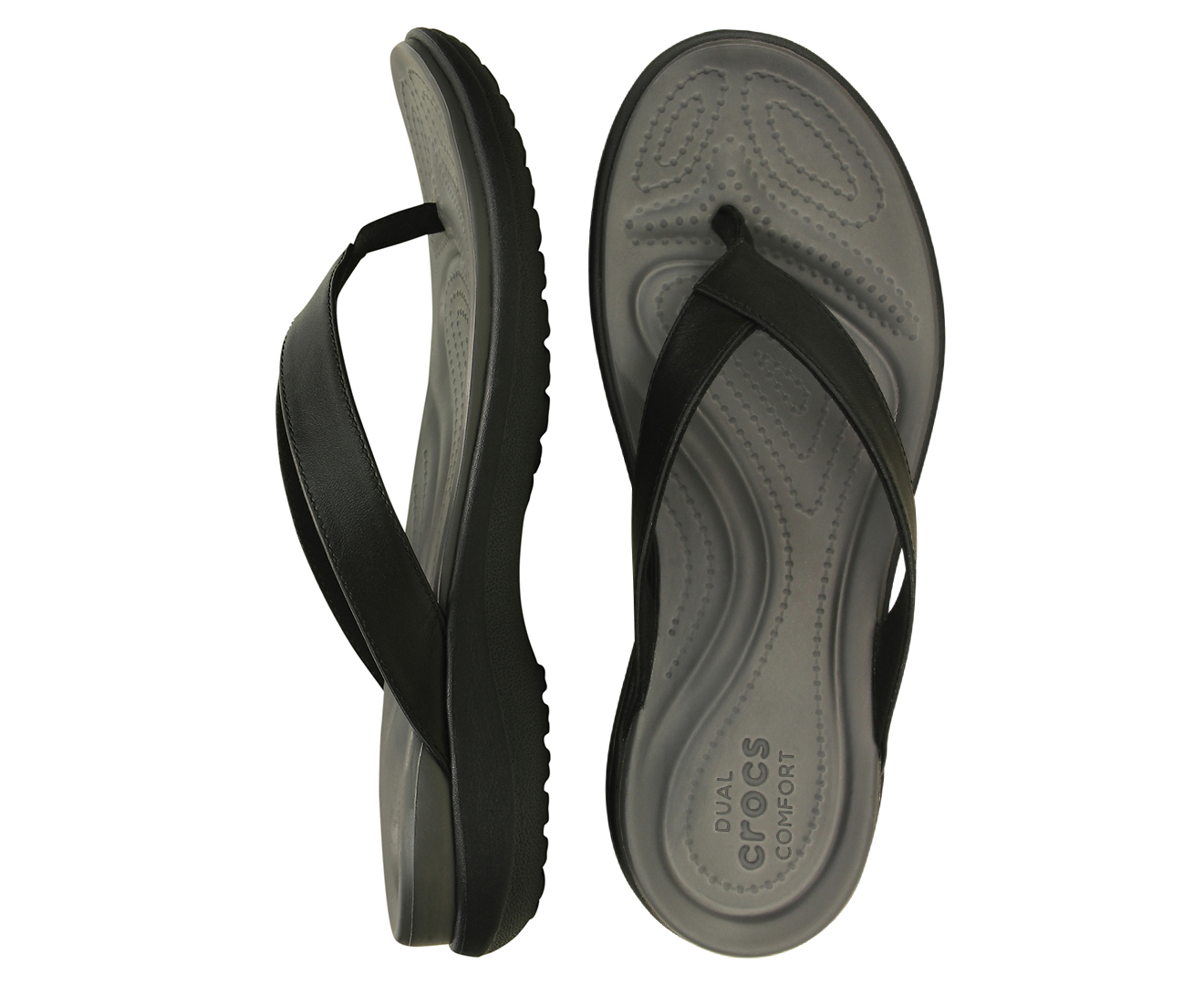 Crocs Women s Capri V Flip Toe Thongs Black Graphite Catch