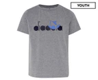 Diadora Youth Unisex Logo Tee / T-Shirt / Tshirt - Grey Heather