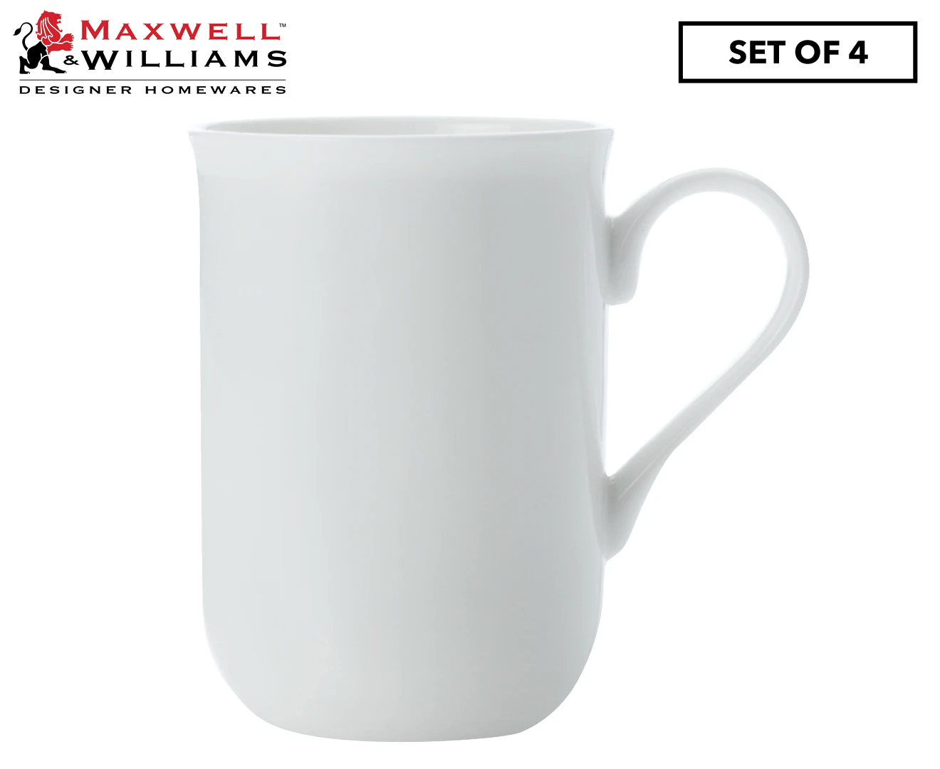 Set of 4 Maxwell & Williams 340mL Cashmere Regent Mugs - White