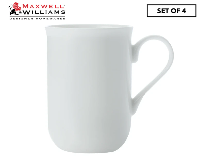 Set of 4 Maxwell & Williams 340mL Cashmere Regent Mugs - White