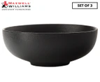 Set of 3 Maxwell & Williams 19cm Caviar Coupe Bowls - Black