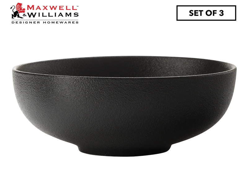 Set of 3 Maxwell & Williams 19cm Caviar Coupe Bowls - Black